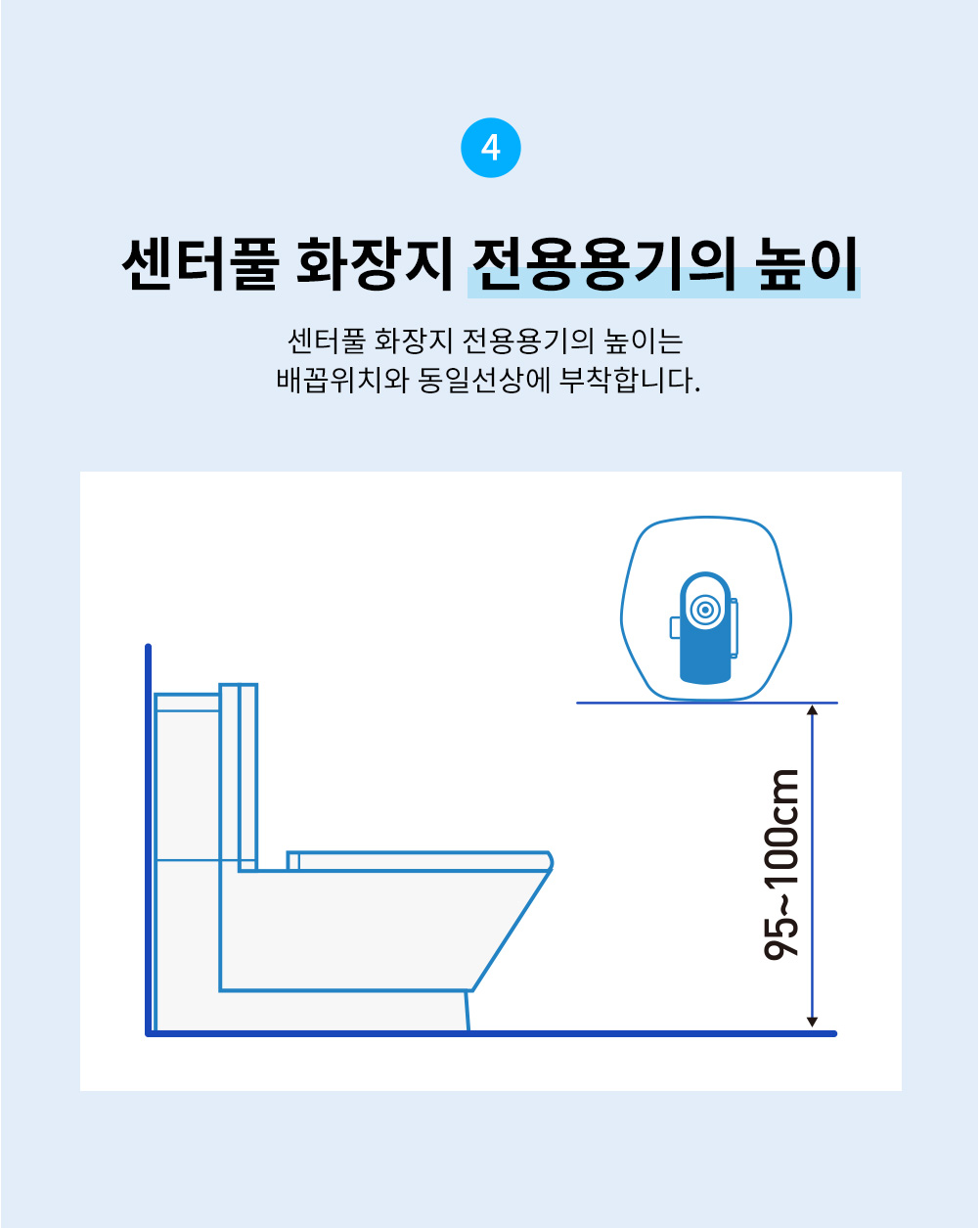 4.센터풀 화장지 전용용기의 높이: 95~100cm