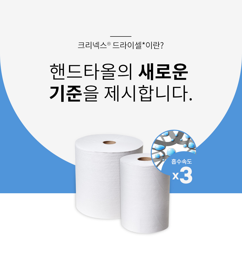 크리넥스 드라이셀 핸드타올 - 핸드타올의 새로운 기준을 제시합니다.